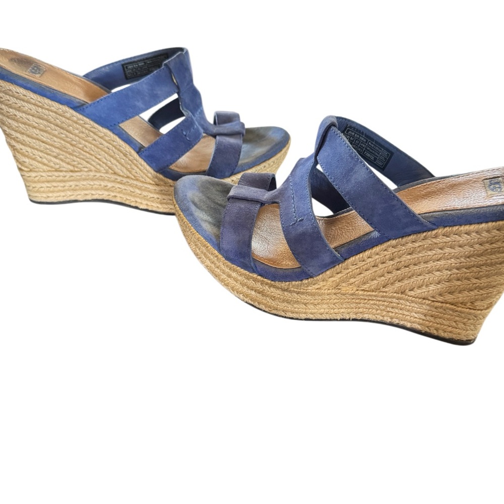 Uggs Blue Wedge Suede Sandal Heels Women's